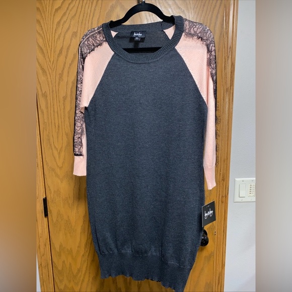 by & by Charcoal and Blush Knit Dress - Picture 1 of 6